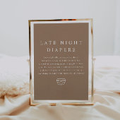 MIA Boho Earth Tone Late Night Diapers Baby shower Poster