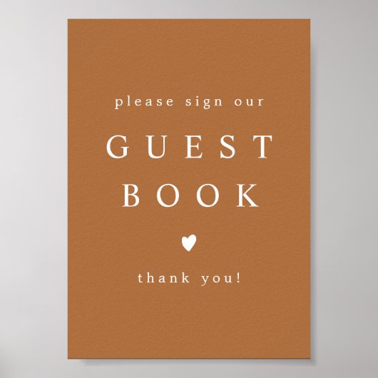 MIA Boho Terracotta Burnt Oranje Guest Book Sign Poster (Voorkant)