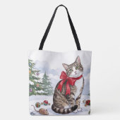 Mia de Festieve Kat met Kerstversiering Tote Bag (Achterkant)