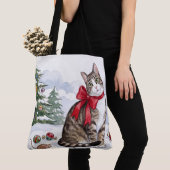 Mia de Festieve Kat met Kerstversiering Tote Bag (Dichtbij)