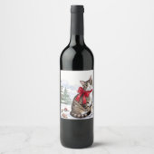 Mia de Festieve Kat met Kerstversiering Wijn Etiket (Voorkant)