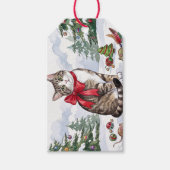 Mia de Festive Kat met Kerstversiering Cadeaulabel (Voorkant)