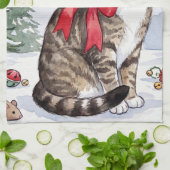 Mia de Festive Kat met Kerstversiering Theedoek (Gevouwen)
