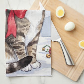 Mia de Festive Kat met Kerstversiering Theedoek (Quarter Fold)
