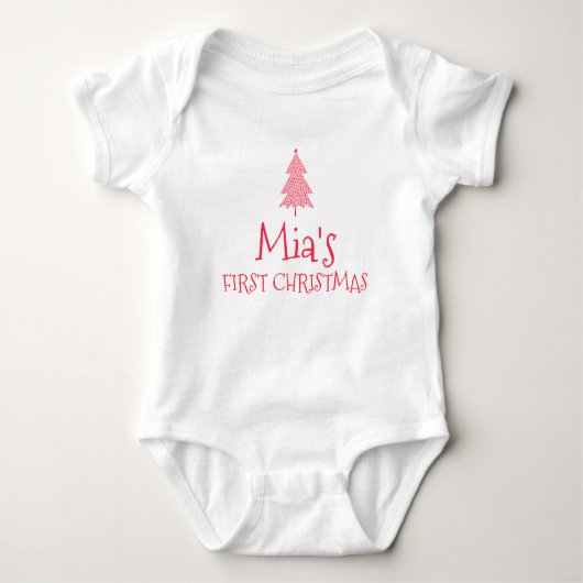 Mia Eerste Kerst Baby 1e Kerst Naam Outfit Romper (Voorkant)