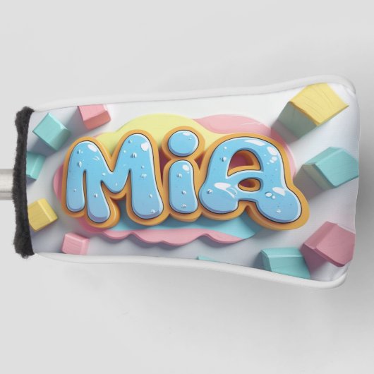Mia geschreven in graffiti lettertype golfheadcover (Voorkant)