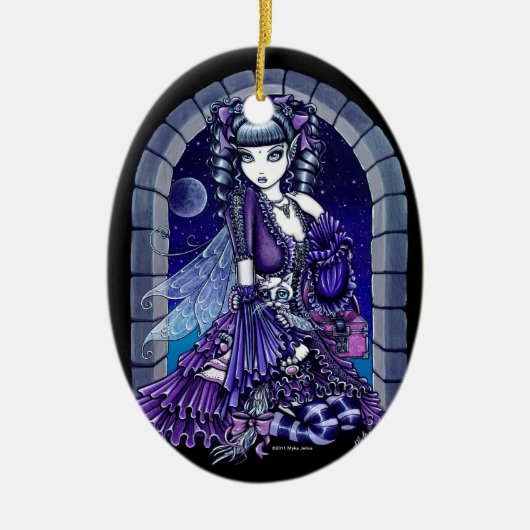 "Mia" Gothic Victoriaans Cat Fairy Ornament (Voorkant)