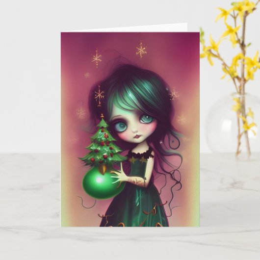 Mia Illustration Kerstmis Kaart (Gele Bloem)