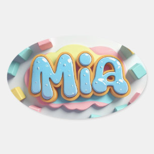 Mia in graffiti-lettertype ovale sticker