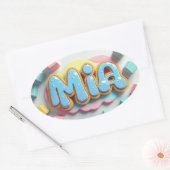 Mia in graffiti-lettertype ovale sticker (Envelop)
