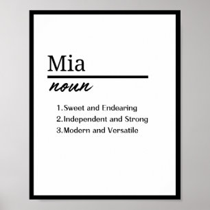Mia, Meisje Gepersonaliseerde Naam Definitie Poster