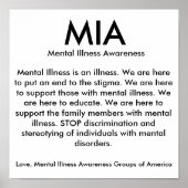 MIA, Mental Illness Awareness, Mental Illness i.. Poster (Voorkant)