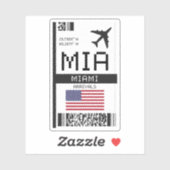 MIA Miami, Florida Airport Boarding Pass Sticker (Vel)