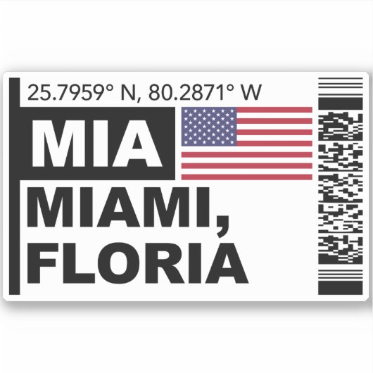 MIA Miami instapkaart - Florida Reizen Sticker (Voorkant)