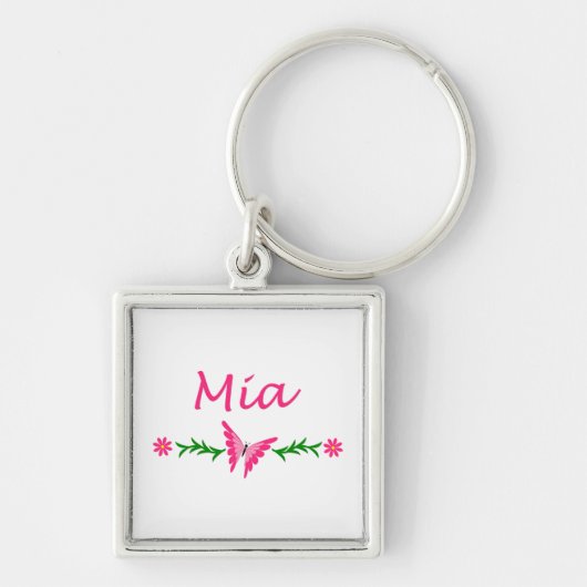 Mia (roze vlinder) sleutelhanger (Voorkant)