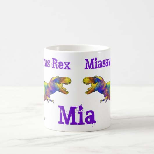 Mia saurus Funny run T Rex Colorful Dinosaur Koffiemok (Center)