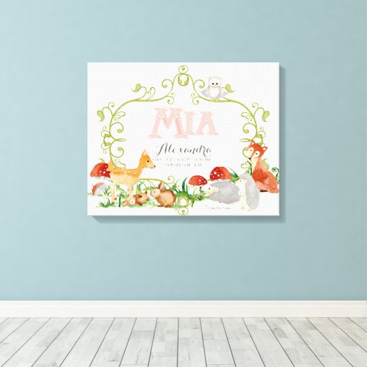 Mia Top 100 Baby Namen Meisjes Pasgeboren Kwekerij Canvas Afdruk (Insitu (Houten vloer))