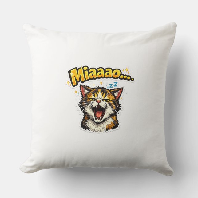 Miaaao... | Knuffelende Slaapkat Kussensloop Kussen (Voorkant)