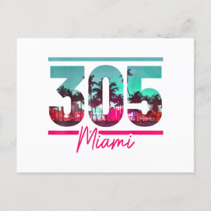 Miami 305 Area Code Florida Palm Trees Pri Briefkaart
