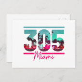 Miami 305 Area Code Florida Palm Trees Pri Briefkaart (Voorkant / Achterkant)