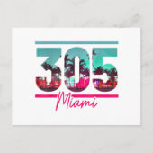 Miami 305 Area Code Florida  Palm Trees Pri Briefkaart (Voorkant)