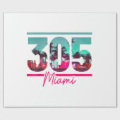 Miami 305 Area Code Florida  Palm Trees Pri Cadeaupapier (Vlak)