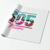 Miami 305 Area Code Florida  Palm Trees Pri Cadeaupapier (Uitgerold)