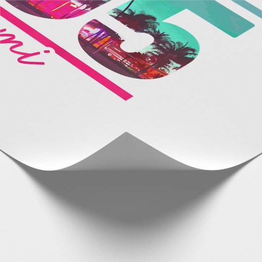 Miami 305 Area Code Florida  Palm Trees Pri Cadeaupapier (Hoek)