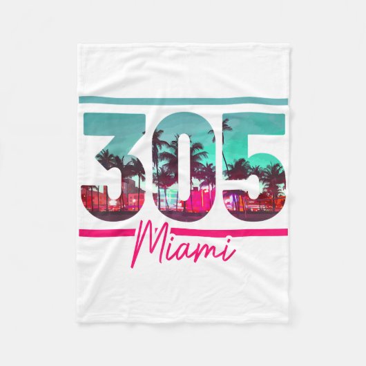Miami 305 Area Code Florida  Palm Trees Pri Fleece Deken (Voorkant)