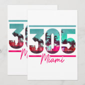 Miami 305 Area Code Florida  Palm Trees Pri Kaart (Voorkant / Achterkant)