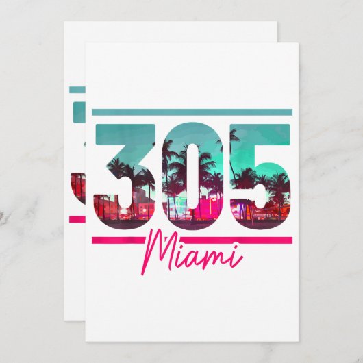 Miami 305 Area Code Florida Palm Trees Pri Kaart (Voorkant / Achterkant)