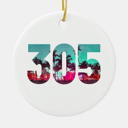 Miami 305 Area Code Florida  Palm Trees Pri Keramisch Ornament (Voorkant)
