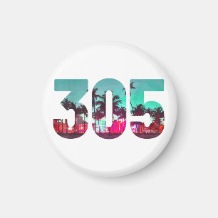 Miami 305 Area Code Florida Palm Trees Pri Magneet