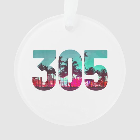 Miami 305 Area Code Florida Palm Trees Pri Ornament (voorkant)