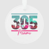 Miami 305 Area Code Florida Palm Trees Pri Ornament (achterkant)