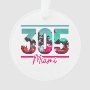 Miami 305 Area Code Florida Palm Trees Pri Ornament