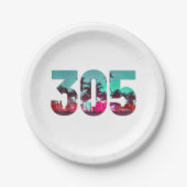 Miami 305 Area Code Florida Palm Trees Pri Papieren Bordje (Voorkant)