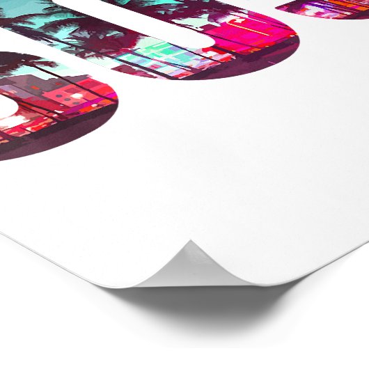 Miami 305 Area Code Florida Palm Trees Pri Poster (Hoek)