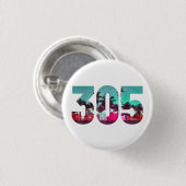 Miami 305 Area Code Florida Palm Trees Pri Ronde Button 3,2 Cm (Voorkant /achterkant)