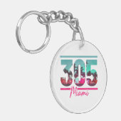 Miami 305 Area Code Florida  Palm Trees Pri Sleutelhanger (Voorkant Links)