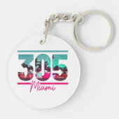 Miami 305 Area Code Florida  Palm Trees Pri Sleutelhanger (Achterkant)