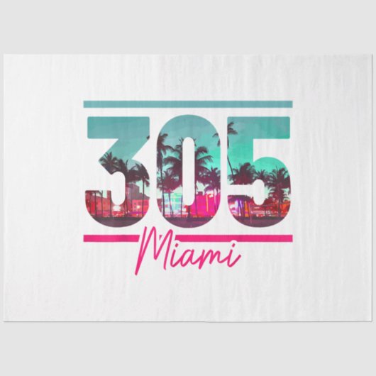 Miami 305 Area Code Florida Palm Trees Pri Tissuepapier (Voorkant)