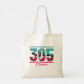 Miami 305 Area Code Florida Palm Trees Pri Tote Bag (Achterkant)