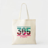 Miami 305 Area Code Florida Palm Trees Pri Tote Bag (Voorkant)