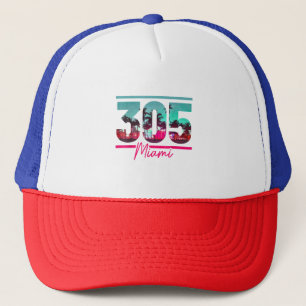 Miami 305 Area Code Florida Palm Trees Pri Trucker Pet