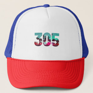 Miami 305 Area Code Florida Palm Trees Pri Trucker Pet