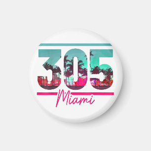 Miami 305 Netnummer Florida Vintage Palmbomen Pri Magneet