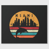  Miami 80s Dolphin Silhouette Souvenir Dolp Cadeaupapier (Vlak)
