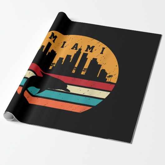  Miami 80s Dolphin Silhouette Souvenir Dolp Cadeaupapier (Uitgerold)