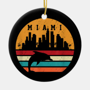 Miami 80s Dolphin Silhouette Souvenir Dolp Keramisch Ornament